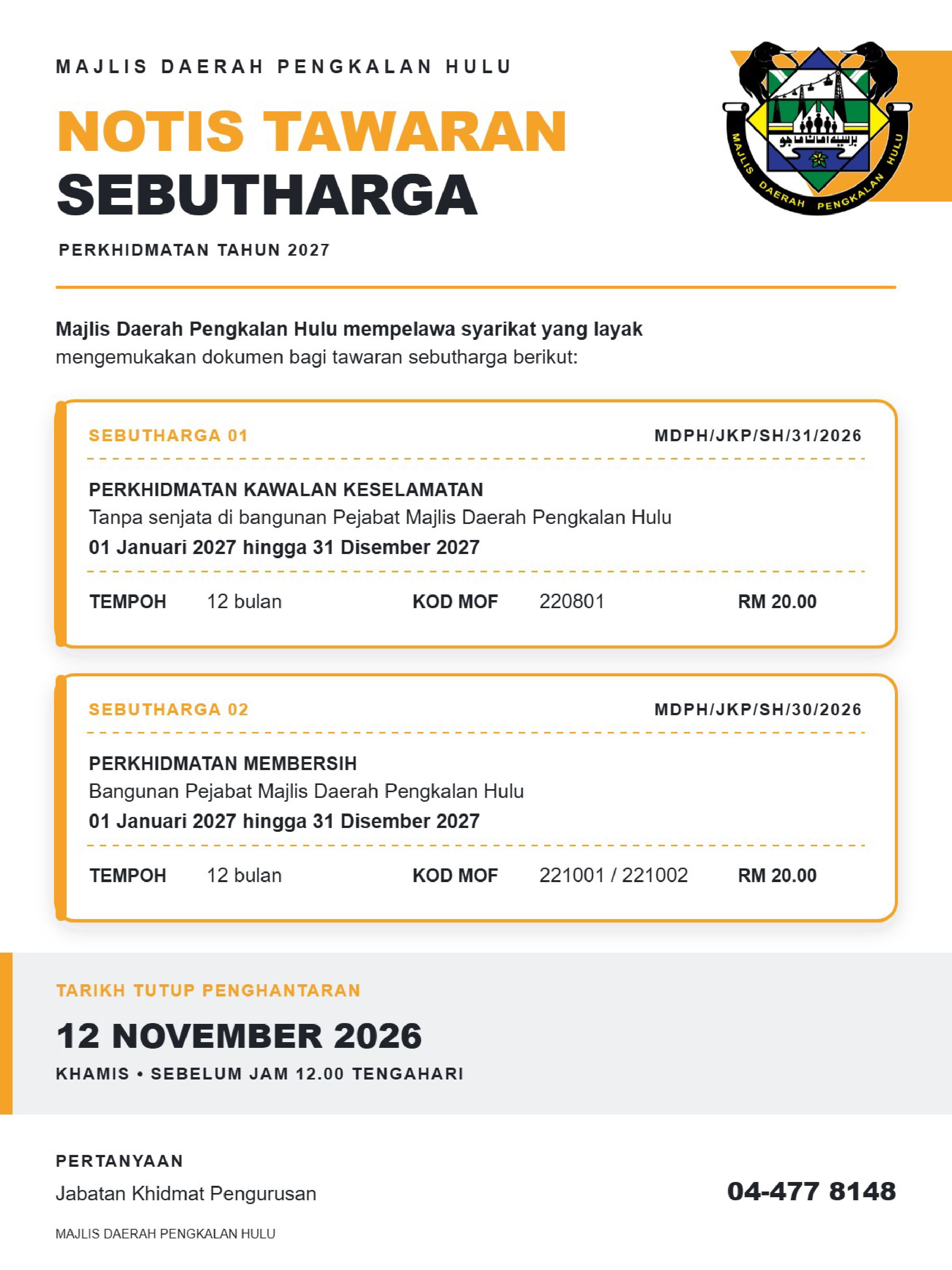 NOTIS TAWARAN SEBUTHARGA