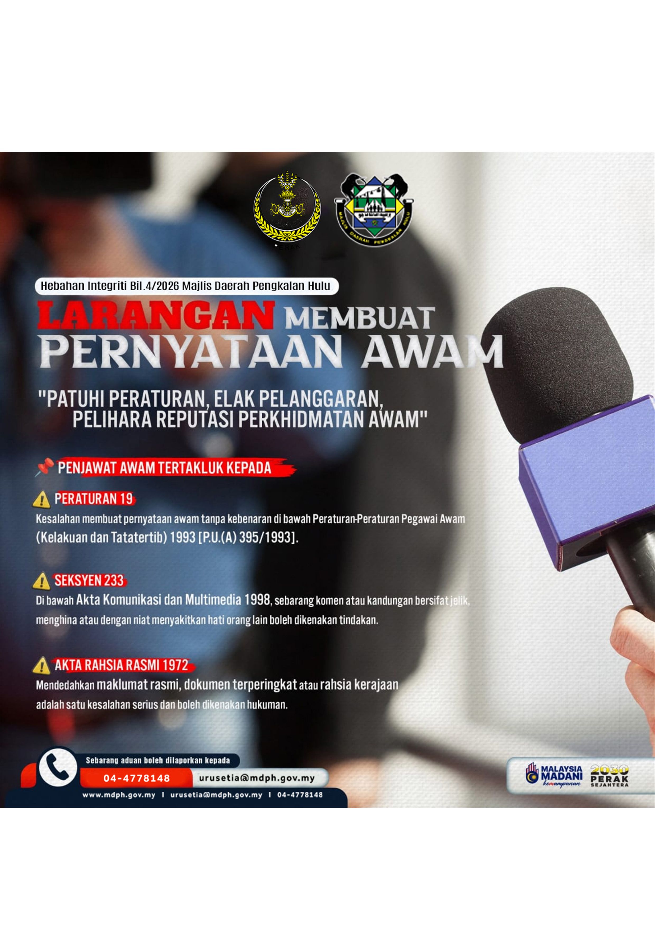 LARANGAN MEMBUAT PERNYATAAN AWAM